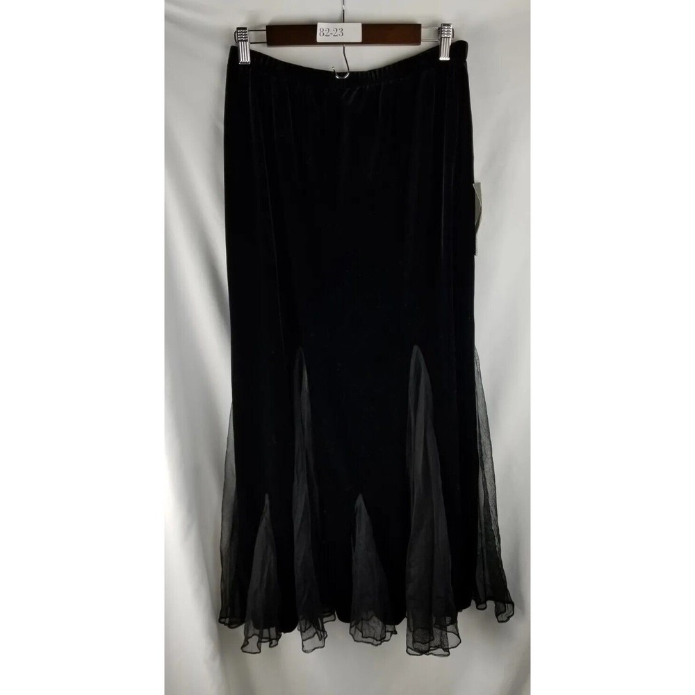 Xscape Velvet Long Skirt XL Petite Women's Black New